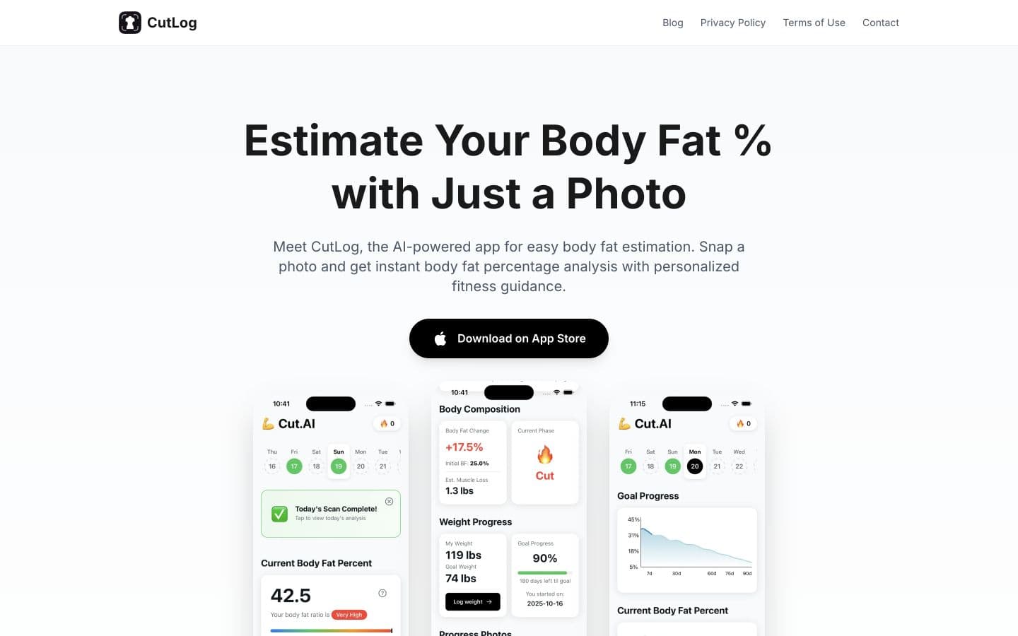 CutLog webpage preview